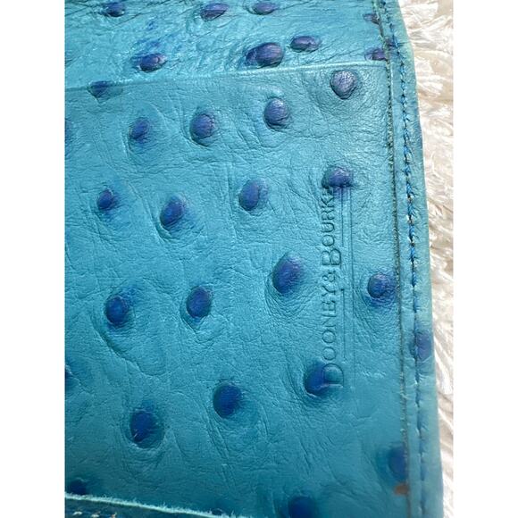 Dooney & Bourke Ostrich Continental Clutch Teal Turquoies Blue Wallet 4 x 7 - Picture 6 of 9